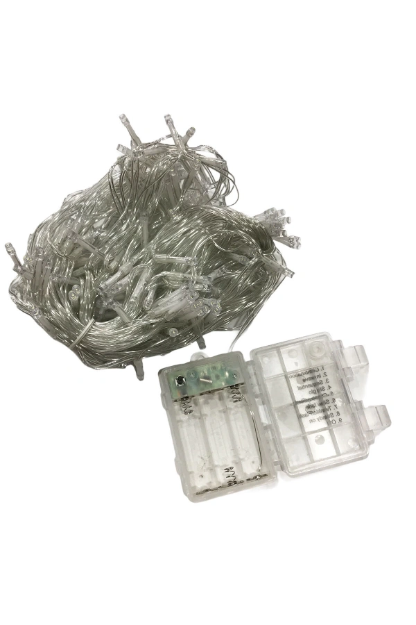 2x2 Pilli 8 Fonksiyonlu 200 Led 10 Saçak Şerit Led Perde Led İp Led Suya Dayanıklı