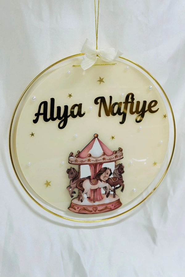 Figürlü Bebek Odası Pleksi Hastane Bebek Kapı Süsü İsimlik Makrome 30x30