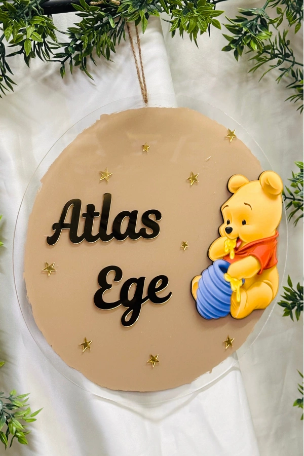 Figürlü Bebek Odası Pleksi Hastane Bebek Kapı Süsü İsimlik Makrome 30x30