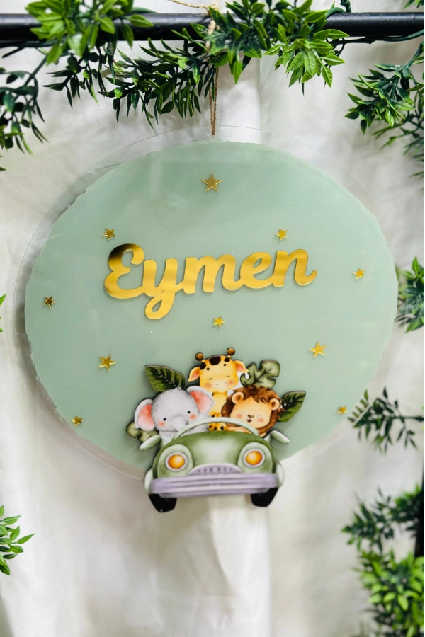 Figürlü Bebek Odası Pleksi Hastane Bebek Kapı Süsü İsimlik Makrome 30x30