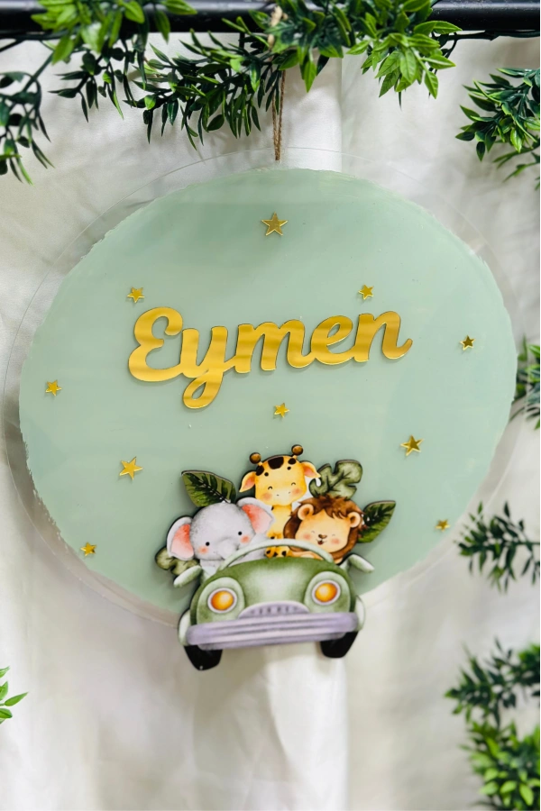 Figürlü Bebek Odası Pleksi Hastane Bebek Kapı Süsü İsimlik Makrome 30x30