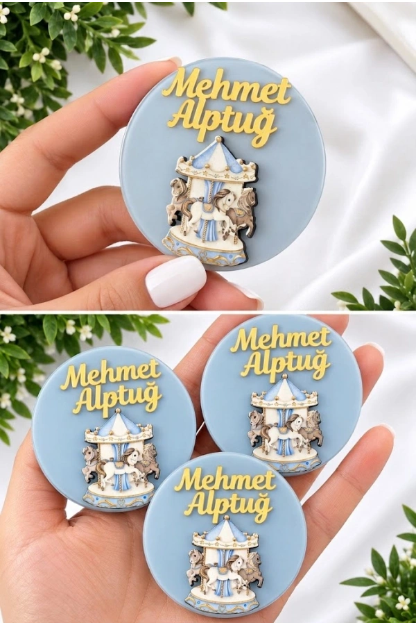Atlı Karınca Figürlü Pleksi Doğum günü Magnet Hediyelik (15 adet) 7x7 cm