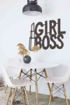 Girl Boss Figürlü Duvar Dekoru Siyah Ahşap Lazer Mdf