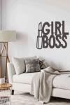 Girl Boss Figürlü Duvar Dekoru Siyah Ahşap Lazer Mdf