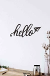 Hello Siyah Ahşap Lazer Duvar Dekoru Tablo Mdf