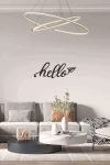 Hello Siyah Ahşap Lazer Duvar Dekoru Tablo Mdf