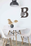 B Harfi Tag Duvar Tablosu Siyah Ahşap Lazer Mdf