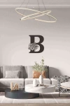 B Harfi Tag Duvar Tablosu Siyah Ahşap Lazer Mdf