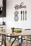 Kitchen Ananas Duvar Tablosu Siyah Ahşap Lazer Mdf