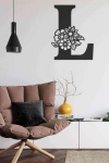 L Harfi Tag Duvar Tablosu Siyah Ahşap Lazer Mdf