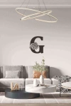 G Harfi Tag Duvar Tablosu Siyah Ahşap Lazer Mdf