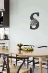 S Harfi Tag Duvar Tablosu Siyah Ahşap Lazer Mdf