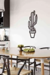 Kaktüs Duvar Tablosu Siyah Ahşap Lazer Mdf
