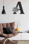 A Harfi Tag Duvar Tablosu Siyah Ahşap Lazer Mdf
