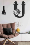 Ü Harfi Tag Duvar Tablosu Siyah Ahşap Lazer Mdf