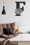 F Harfi Tag Duvar Tablosu Siyah Ahşap Lazer Mdf