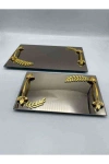 Yaprak Yüzük Tepsisi ve Damat Kahvesi Set Tepsi Gold