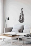Gitar Melodi Duvar Dekoru Tablosu Siyah Ahşap Lazer Mdf