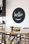 Hello Duvar Dekoru Tablosu Siyah Ahşap Lazer Mdf