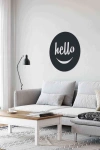 Hello Duvar Dekoru Tablosu Siyah Ahşap Lazer Mdf