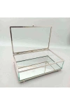 Metal Cam Kutu Gümüş Çikolata Kutusu Çok Amaçlı Takı Kutusu 30x20x7 Cm