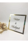 25X25 CM KARE MASAÜSTÜ PLEKSİ İSİMLİK SÖZ NİŞAN KINA Gold
