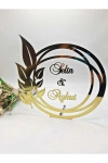 30X30 CM YAPRAKLI MASA ÜSTÜ PLEKSİ İSİMLİK SÖZ NİŞAN KINA GOLD