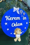 Aslan Ayıcıklı Bebek Odası Pleksi Kapı Süsü İsimlik Makrome 30x30 cm