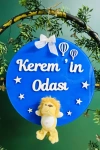 Aslan Ayıcıklı Bebek Odası Pleksi Kapı Süsü İsimlik Makrome 30x30 cm