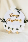 Evimize Hoşgeldiniz Kapı Süsü | Çiçekli Pleksi Kapı Süsü 30x30cm