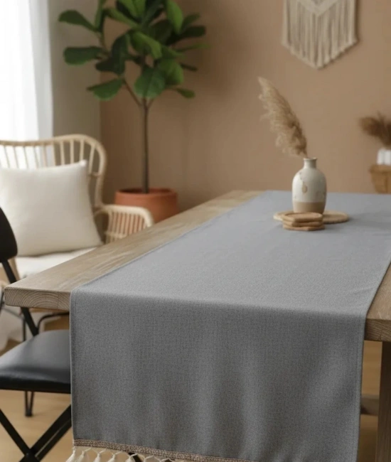 Keten Gri Antrasit Şeritli Ponpon Runner 150 X 45