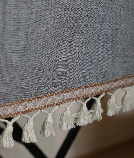Keten Gri Antrasit Şeritli Ponpon Runner 150 X 45