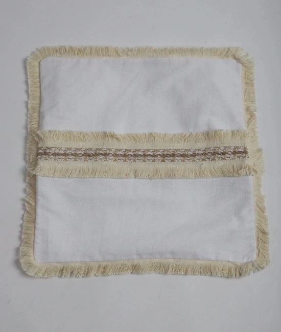 Beyaz Keten Jüt Dantelli Kırlent Kırlent Kılıfı 43 X 43