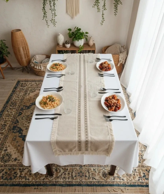 Püsküllü Ara Dantelli Runner (40 x 80) Tekli