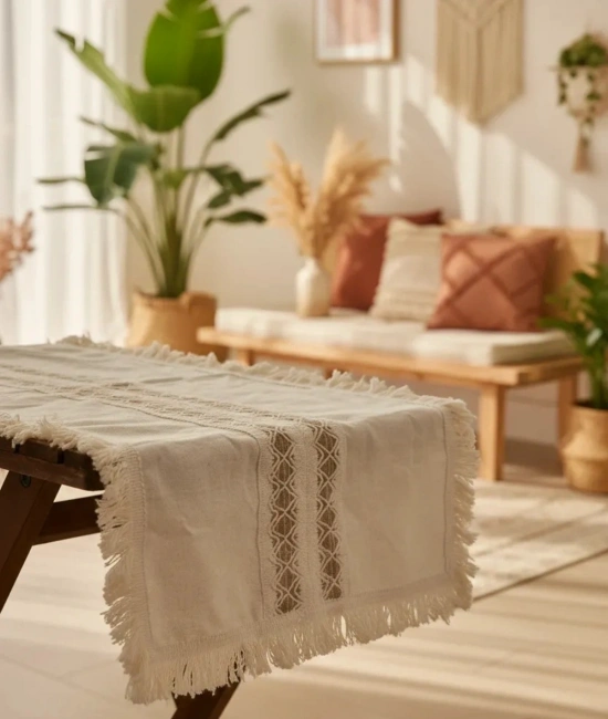 Püsküllü Ara Dantelli Runner (40 x 80) Tekli
