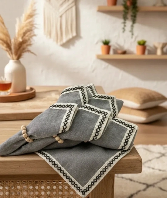 ANTRASİT Siyah Şeritli Peçete 40x40 TOKA HEDİYELİ 6LI