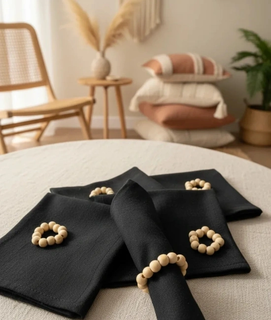 Premium Keten Siyah 6LI (TOKA HEDİYELİ ) Peçete Takımı