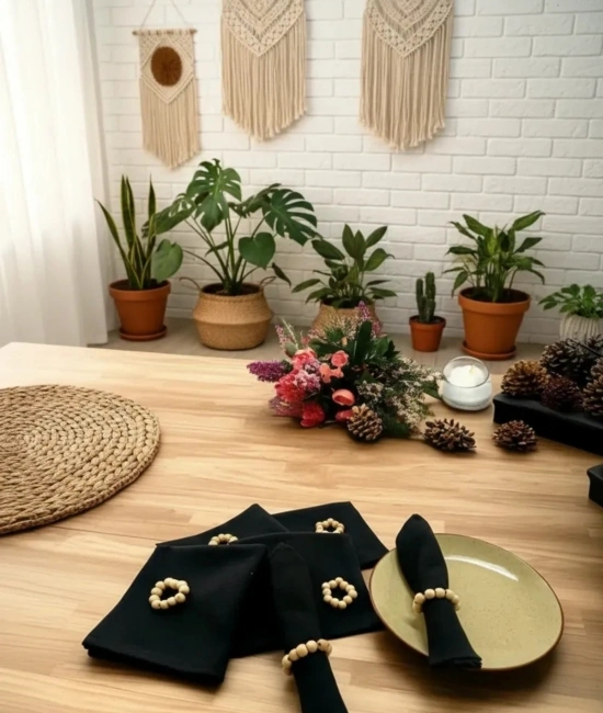 Premium Keten Siyah 6LI (TOKA HEDİYELİ ) Peçete Takımı
