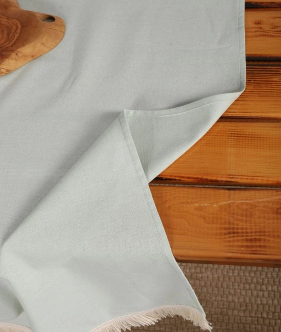 Premium Keten Adaçayı Yeşili Püsküllü Runner Masa Örtüsü(45 x150)