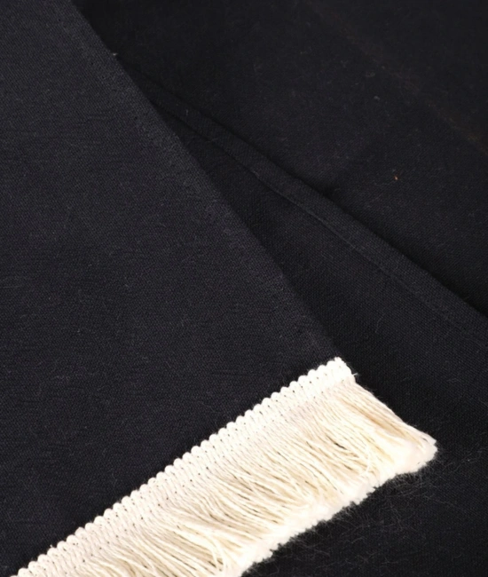 Premium Keten Siyah Püsküllü Runner Masa Örtüsü(45 x 150)