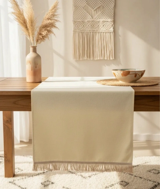 Premium Keten Sarı Püsküllü Runner Masa Örtüsü(45 x 150)