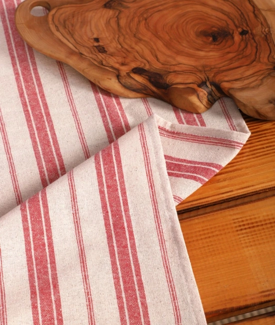 Bordo Çizgili Püsküllü Runner Masa Örtüsü(45 x 150)