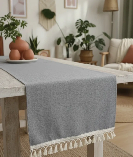 Gri Antrasit HAM Ponponlu Runner Masa Örtüsü (45 x 150)