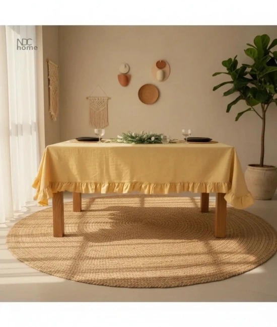 Sarı Keten FIRFIRLI Masa Örtüsü
