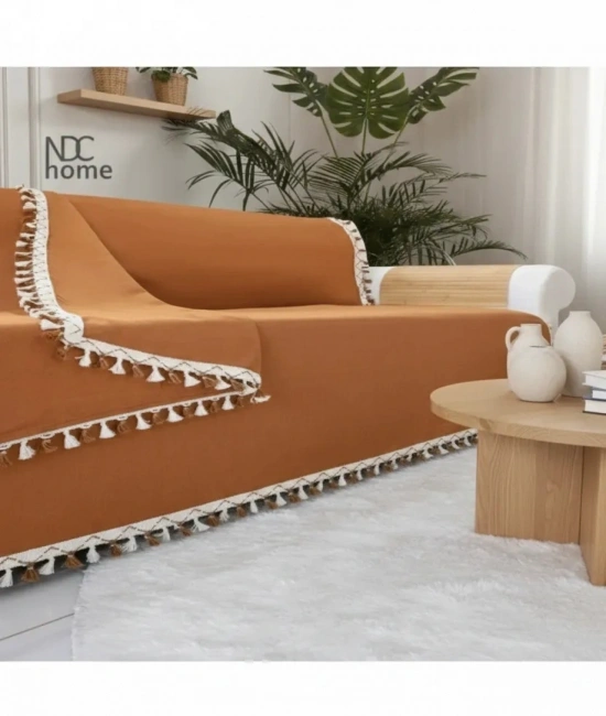 Premium Keten Tarçın [ TARÇIN] Ponponlu Koltuk Örtüsü (170 x 220
