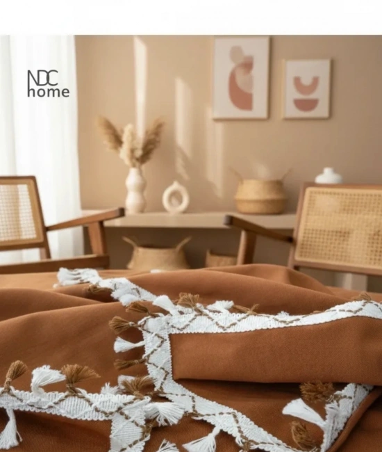 Premium Keten Tarçın [ TARÇIN] Ponponlu Koltuk Örtüsü (170 x 220