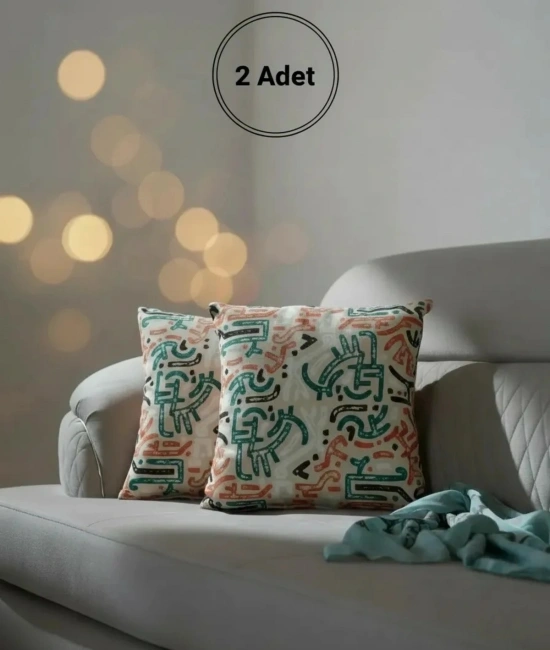 Modern Desenli Dekoratif Kırlent 2 Adet Kırlent Kılıfı – Çift Taraflı Dijital Baskı 45 x 45 cm