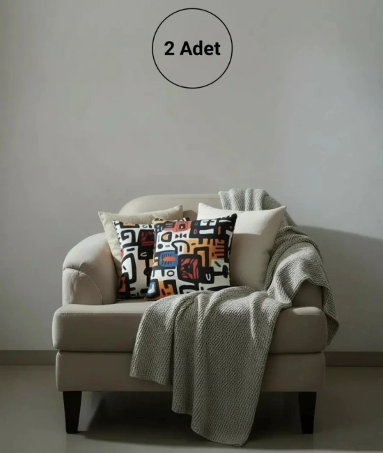 Renkli Soyut Desenli Dekoratif Kırlent – Modern Geometrik Tasarım 45 x 45 cm