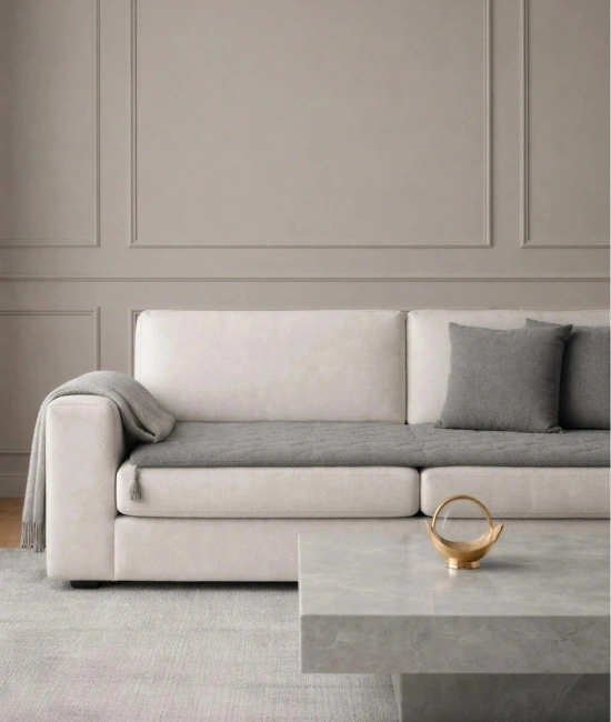 Luxury Keten Koltuk Pedi / Şiltesi [Kırlentli] - Füme