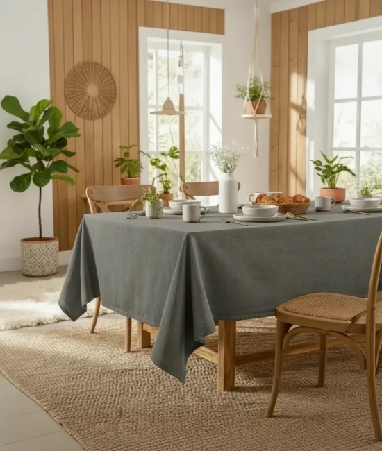 Premium Keten GRİ Füme (DÜZ) Masa Örtüsü